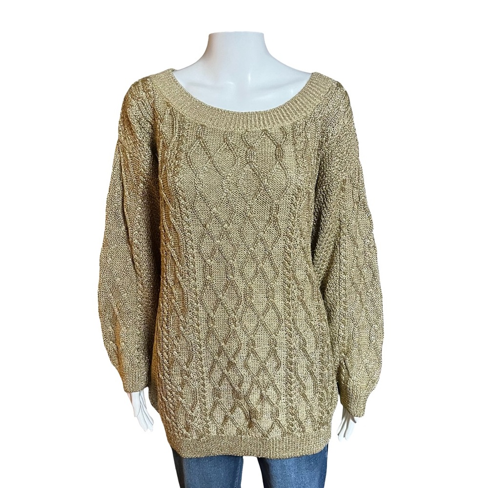 Vintage Moda Int’l Metallic Gold Sweater – Made in Italy – Size Medium